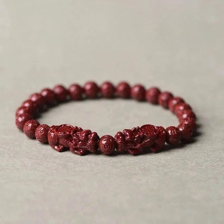 Cinnabar Spiritual Protection Bracelet with Pixiu Charm – 6mm, 8mm, 10mm, 12mm, 14mm, 16mm Spiritual Beads Bracelet for Men & Women