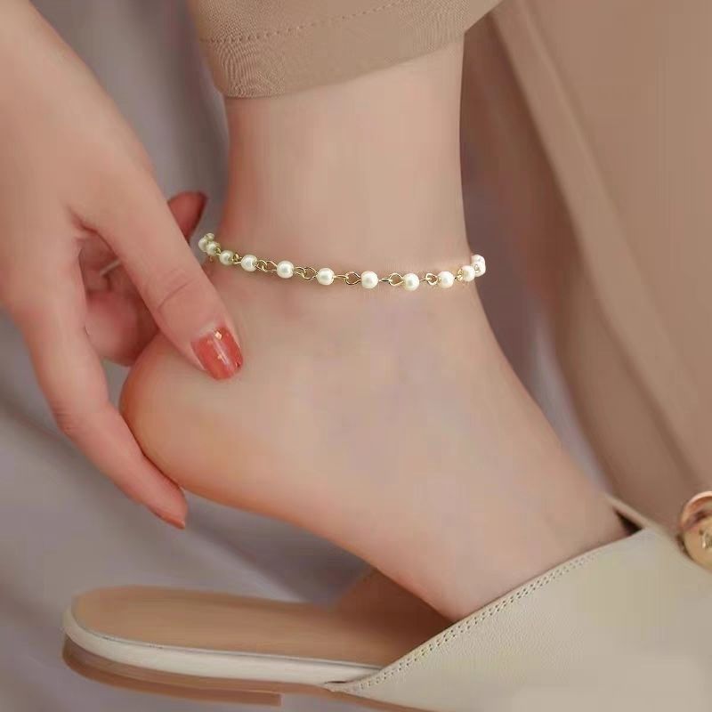 Elegant Pearl Spiritual Anklet Bracelet for Women | 4mm, 6mm, 8mm Beads Sizes