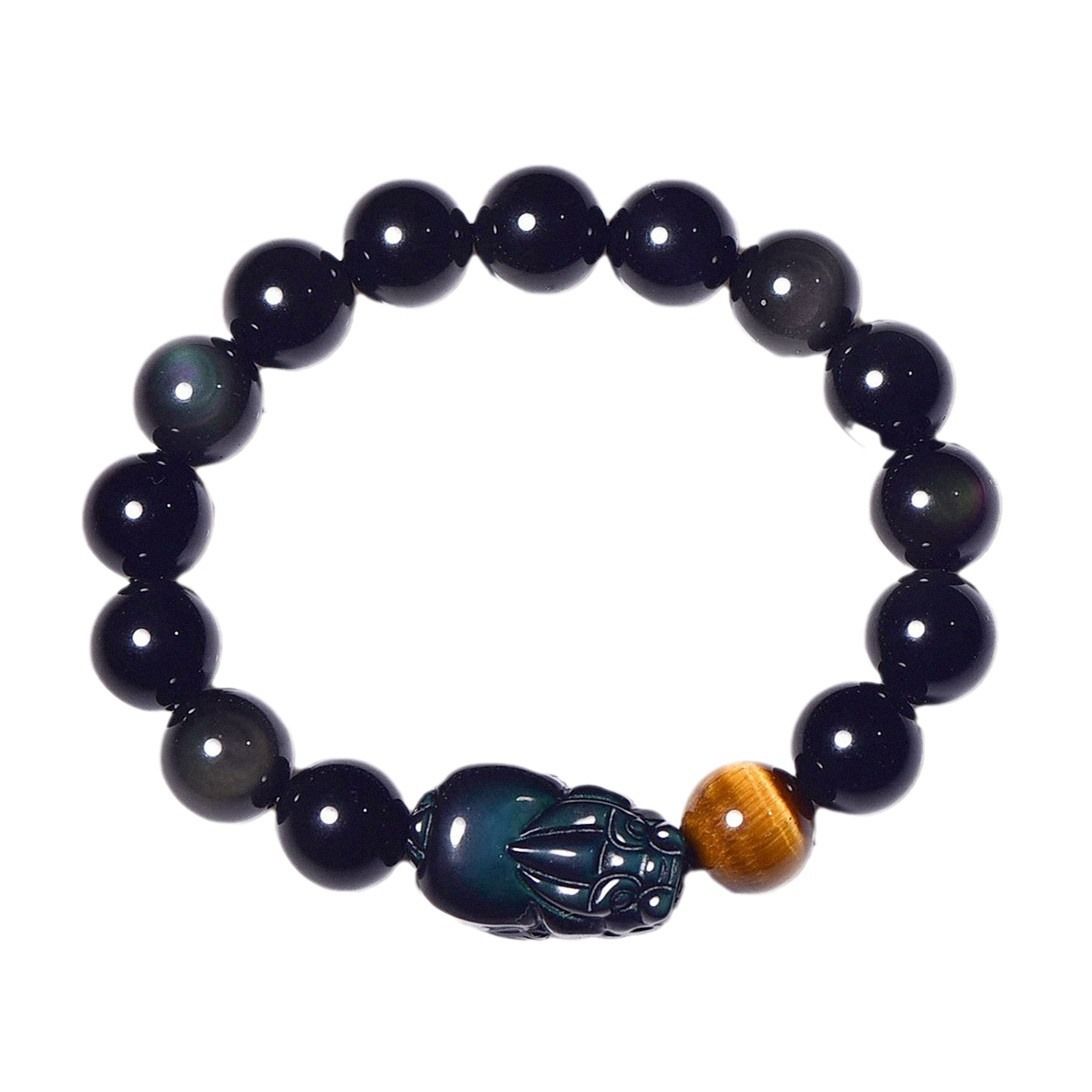 Obsidian Pi Xiu Feng Shui Spiritual Beads Bracelet – 8mm, 10mm, 12mm, 14mm for Wealth & Protection – Feng Shui Spiritual Bracelet