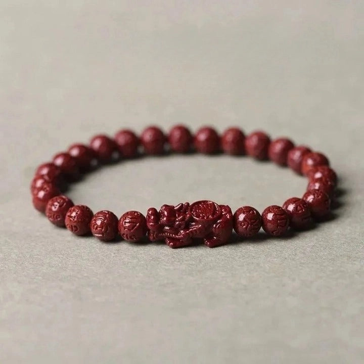 Cinnabar Spiritual Protection Bracelet with Pixiu Charm – 6mm, 8mm, 10mm, 12mm, 14mm, 16mm Spiritual Beads Bracelet for Men & Women